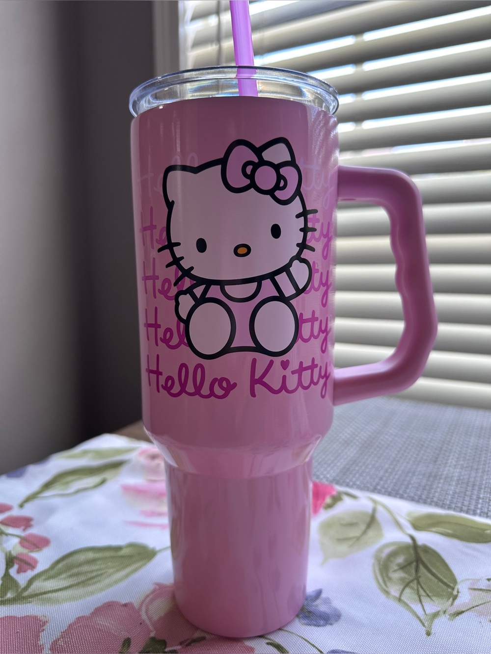 Hello Kitty Pink 40 oz. Travel Tumbler with Handle and Straw